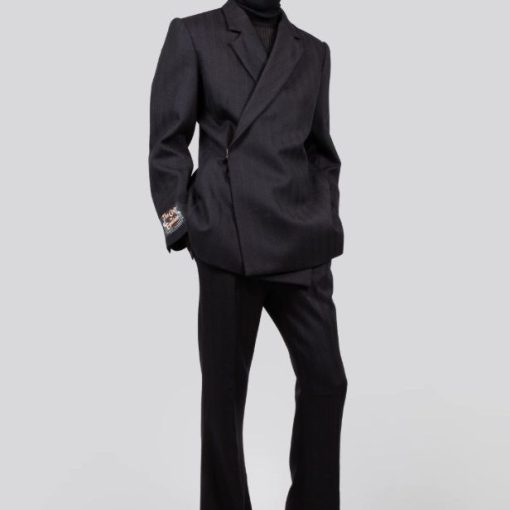 에고닉 더블브레스트 스트라이프 재킷 - AW25 BL 005 A