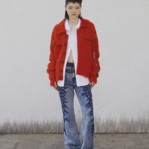 CASE 데님 스타일 니트 모헤어 재킷 A24KOJ01O